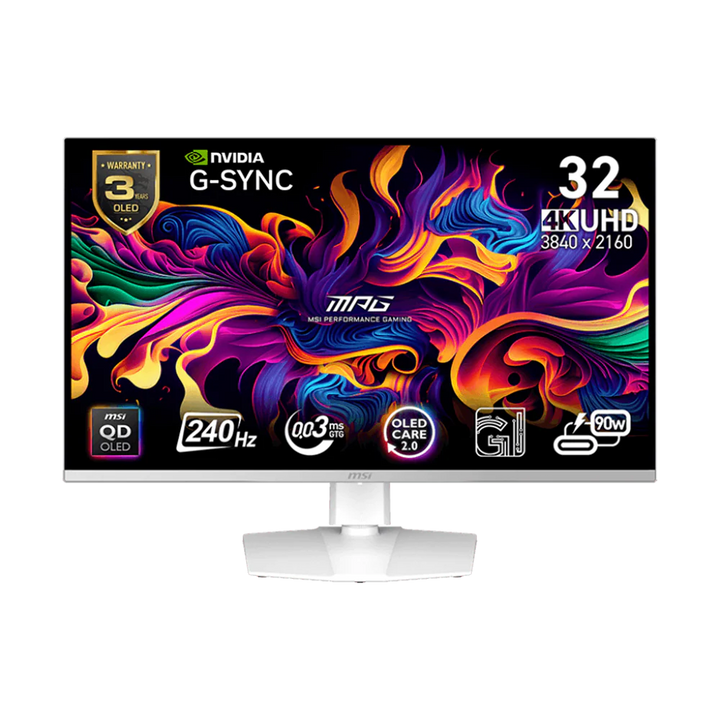 MSI MPG 321URXW - 32 Inch 240Hz 4K UHD HDMI 2.1 0.03ms QD-OLED Gaming Monitor - White