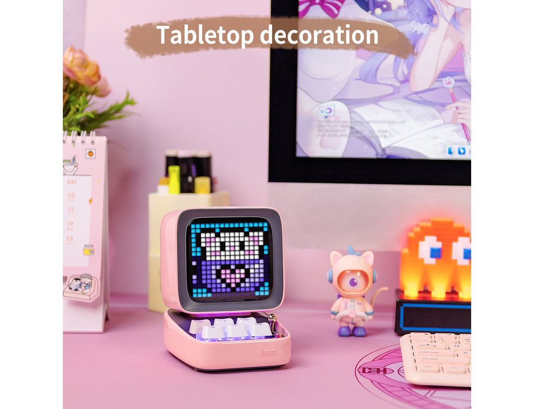 Divoom Ditoo-Pro Retro Pixel Art Bluetooth Speaker with RGB Mechanical Keyboard - Pink