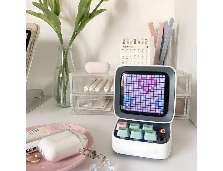 Divoom Ditoo-Pro Retro Pixel Art Bluetooth Speaker with RGB Mechanical Keyboard - Pink