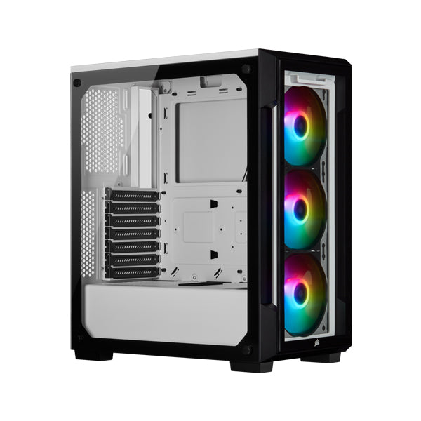 Corsair ATX iCUE 220T RGB Tempered Glass Mid-Tower Smart Case - White