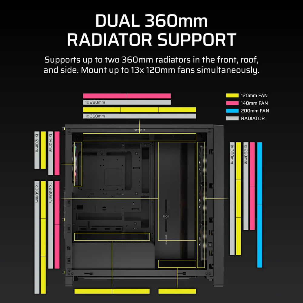 CORSAIR FRAME 4000D LCD RS ARGB Premium Mid Tower Case - Black
