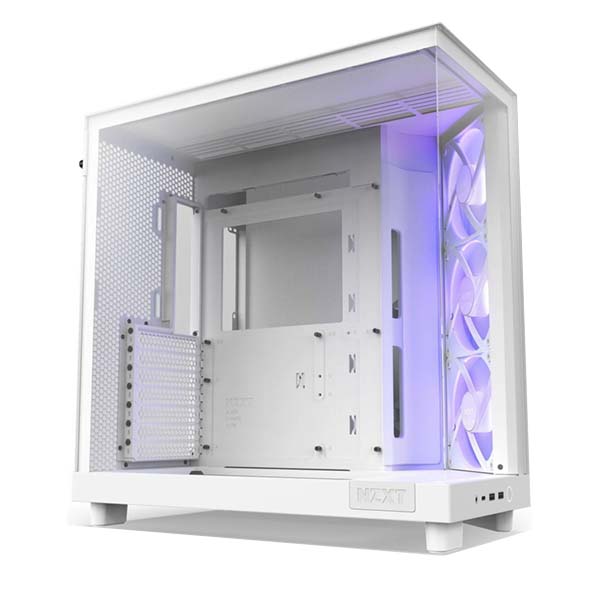 NZXT H6 Flow RGB Compact Dual-Chamber ATX Mid Tower Case - White