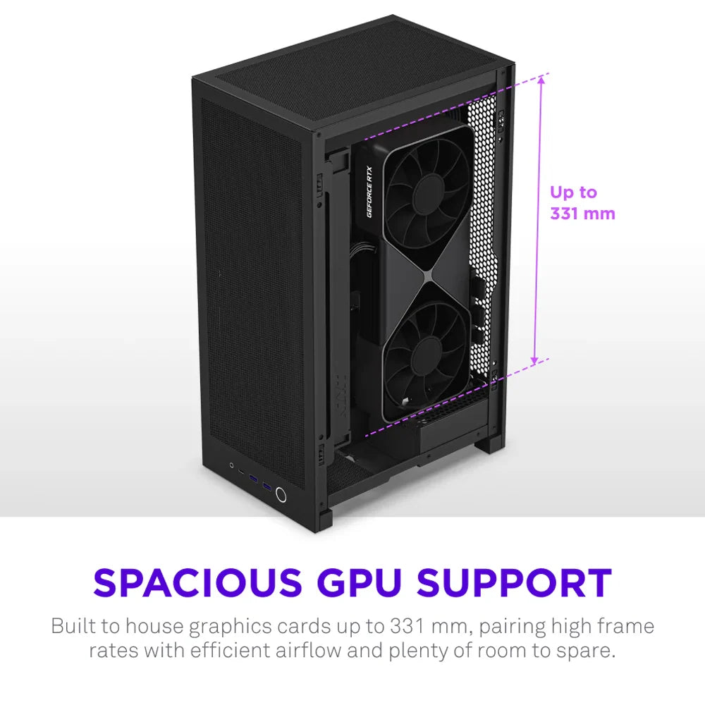 NZXT H2 Flow (2026) With PCIe 5.0 Riser Cable Mini-ITX Case - Black