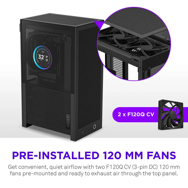 NZXT H2 Flow (2026) With PCIe 5.0 Riser Cable Mini-ITX Case - Black