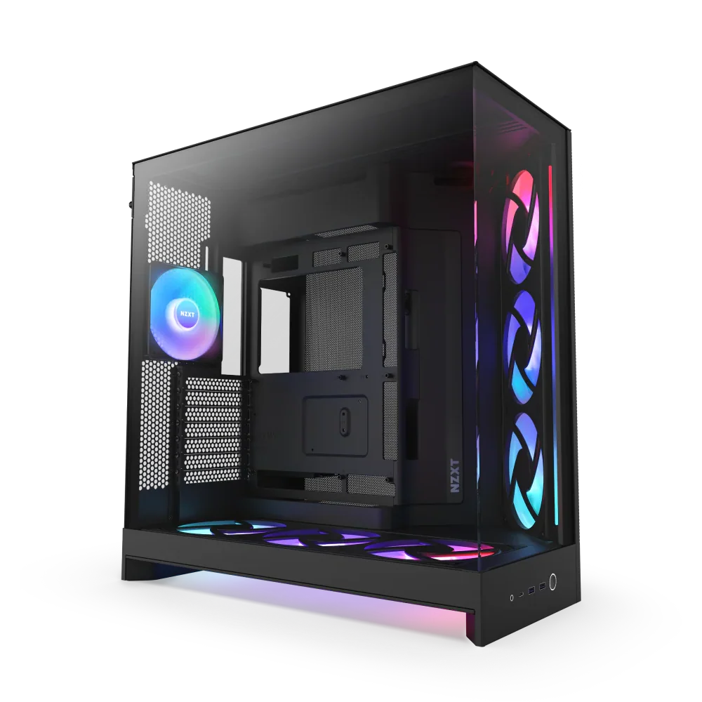 NZXT H9 Flow RGB+ (2025) Dual-Chamber Mid Tower Case With RGB Fans & Control Hub - All Black