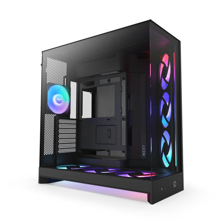 NZXT H9 Flow RGB+ (2025) Dual-Chamber Mid Tower Case With RGB Fans & Control Hub - All Black