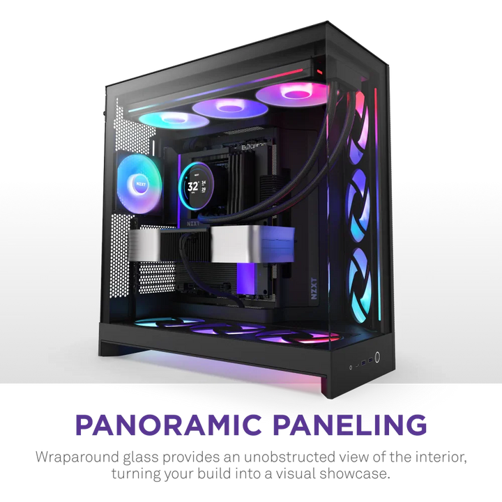 NZXT H9 Flow RGB+ (2025) Dual-Chamber Mid Tower Case With RGB Fans & Control Hub - All Black