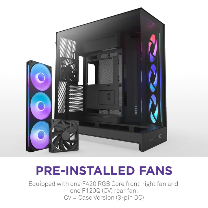 NZXT H9 Flow RGB (2025) Dual-Chamber Mid Tower Case With RGB Fans - All Black