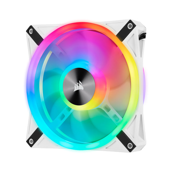 Corsir iCUE QL140 RGB 140mm PWM White Fan - Dual Fan Kit with Lighting Node CORE