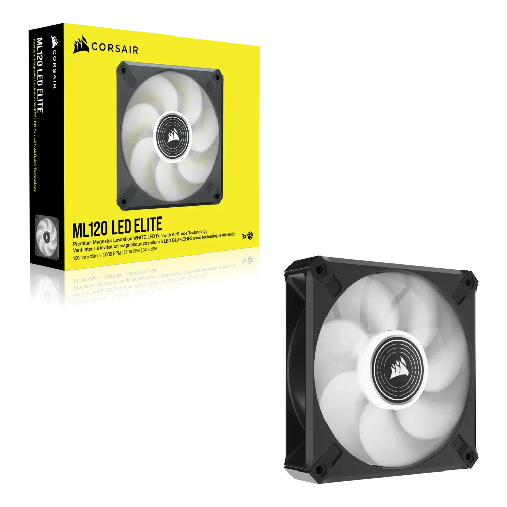 CORSAIR ML120 LED ELITE White Premium 120mm PWM Magnetic Levitation Fan