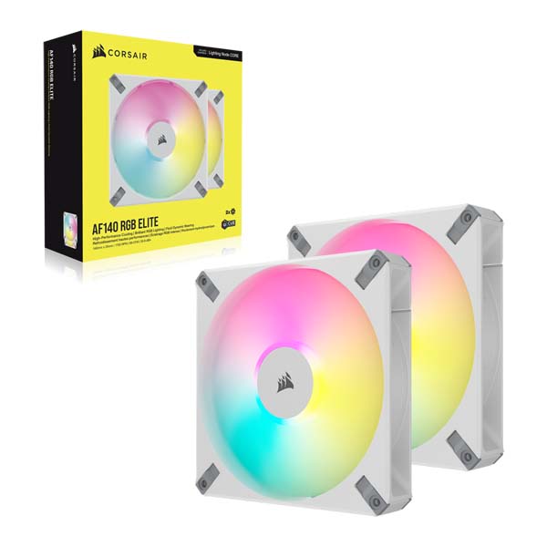 Corsair iCUE AF140 RGB ELITE 140mm PWM Dual Fan Kit - White