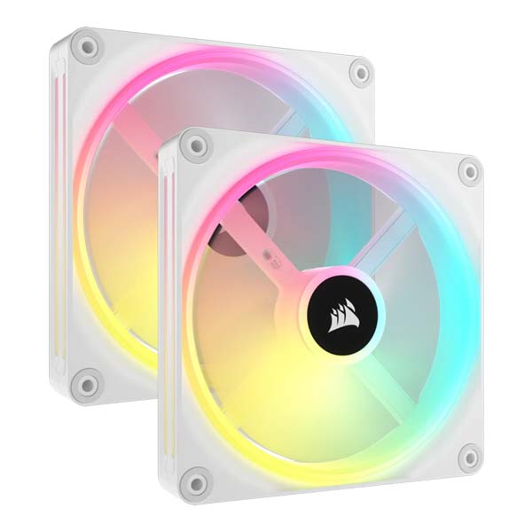 CORSAIR iCUE LINK QX140 RGB - 2 x 140mm PWM PC Fans Starter Kit with Hub - White