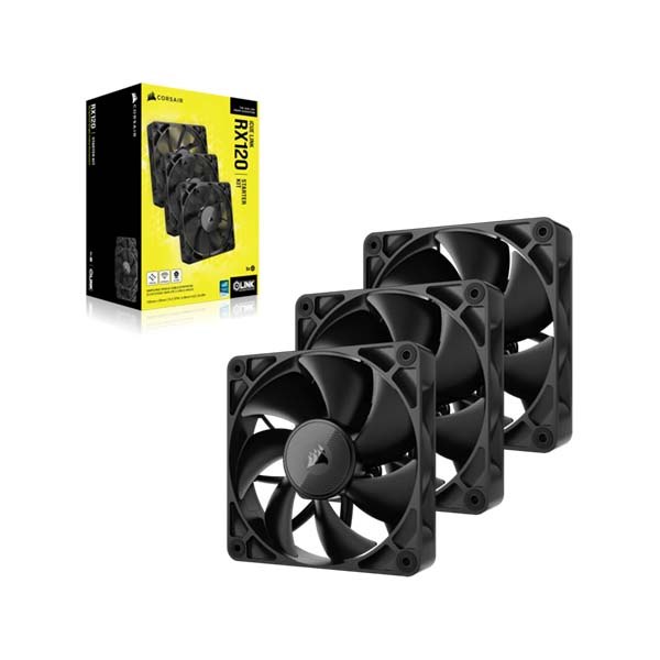 CORSAIR iCUE LINK RX120 - 3 x 120mm PWM Fan Triple Starter Kit - Black