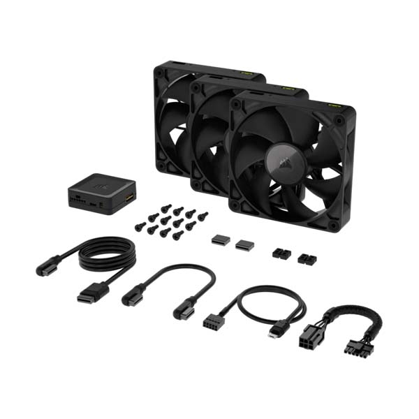 CORSAIR iCUE LINK RX120 - 3 x 120mm PWM Fan Triple Starter Kit - Black