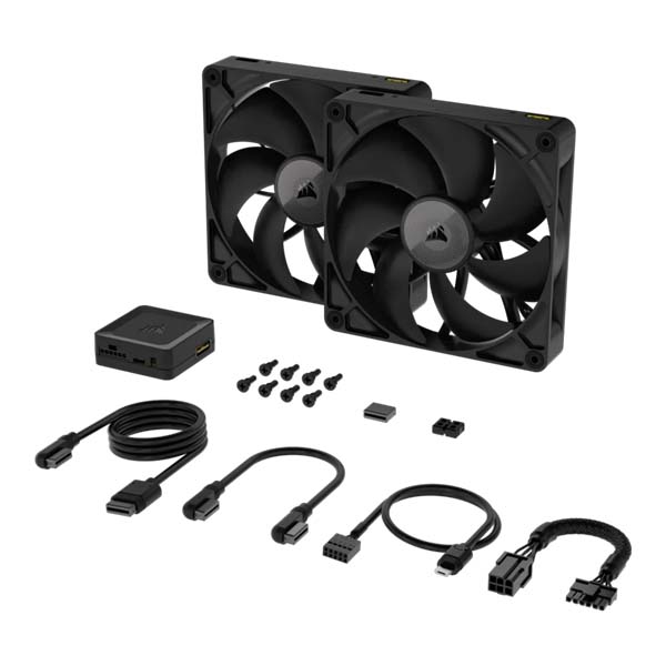 CORSAIR iCUE LINK RX140 - 2 x 140mm PWM Fan Twin Starter Kit - Black