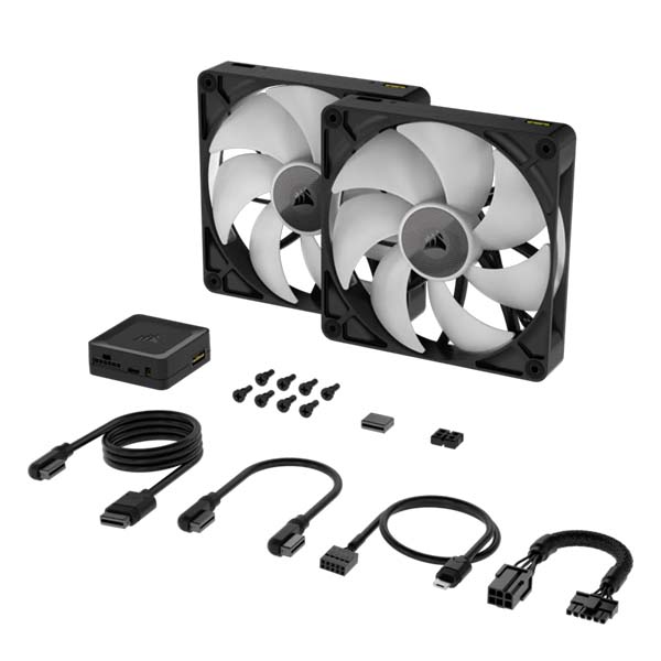 CORSAIR iCUE LINK RX140 RGB - 2 x 140mm PWM Fan Twin Starter Kit - Black