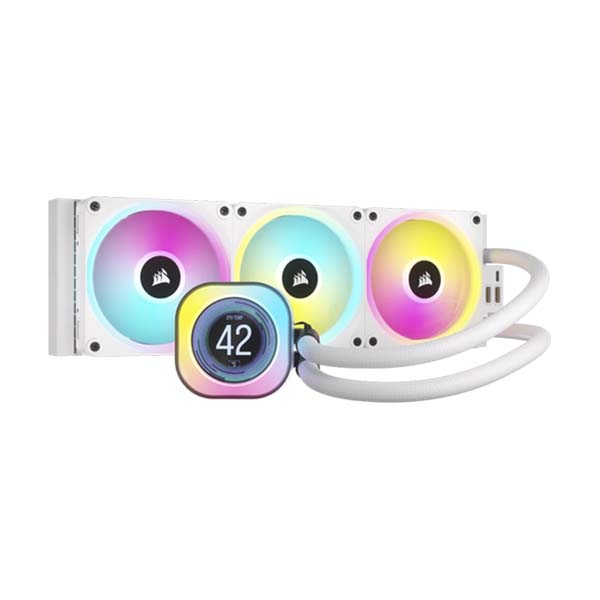 CORSAIR iCUE LINK H150i LCD RGB - 360mm AIO CPU Liquid Cooler - White