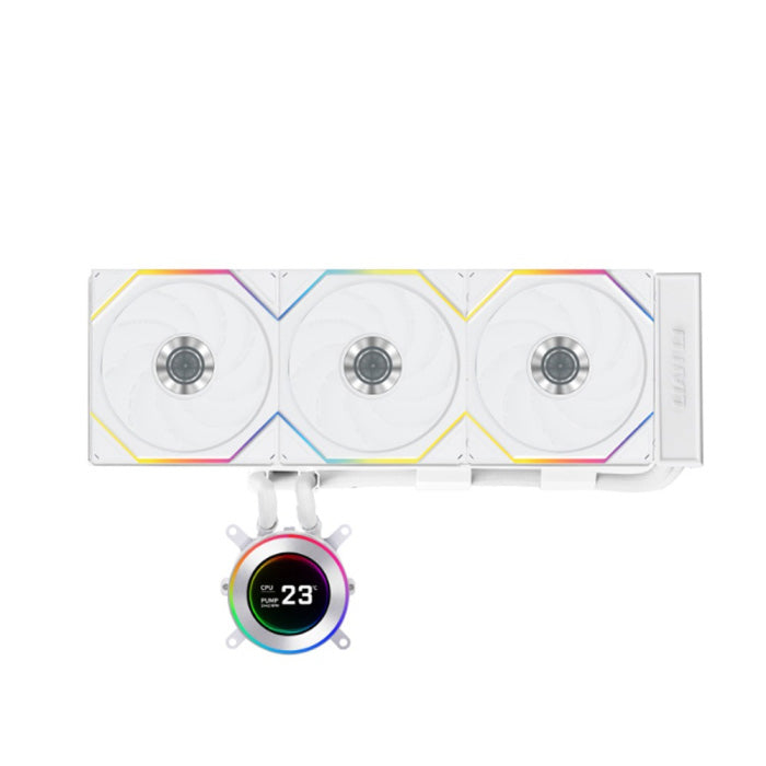 LIAN LI Hydro-Shift II LCD-C 360TL Liquid CPU Cooler with TL Wireless Fans, 2.1" IPS LCD Screen - White