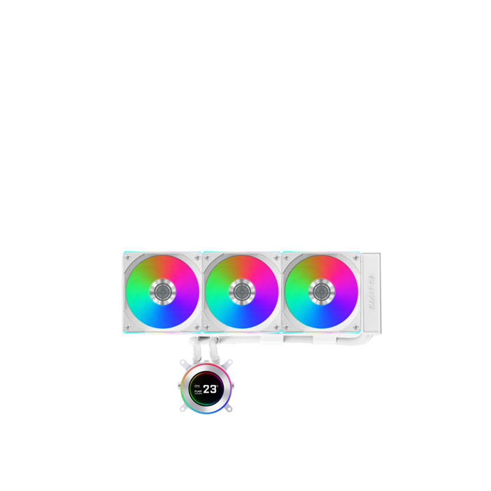 LIAN LI Hydro-Shift II LCD-C 360mm Fanless CPU Cooler with 2.1" IPS LCD Screen - White