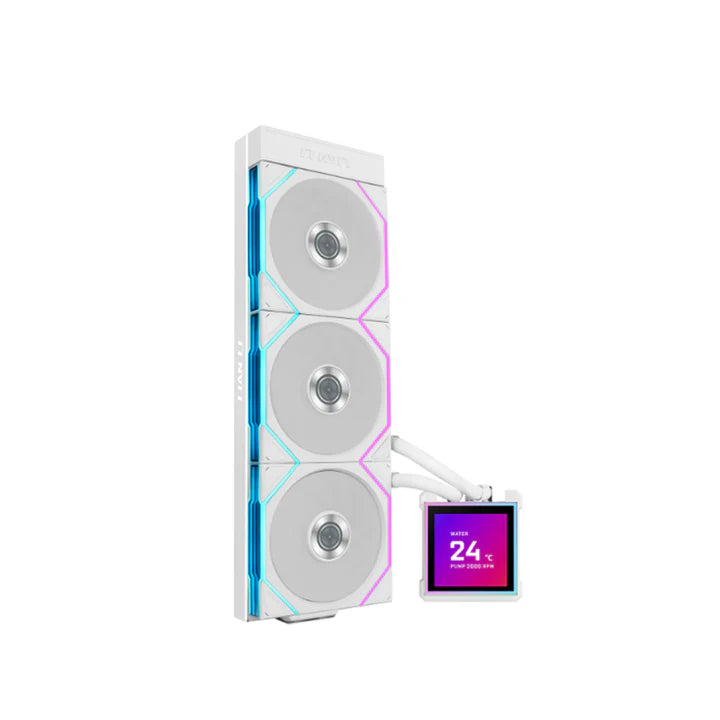 LIAN LI Hydro-Shift II LCD-S 360CL Liquid CPU Cooler with CL Wireless Fans, 3.4" IPS LCD Screen - White