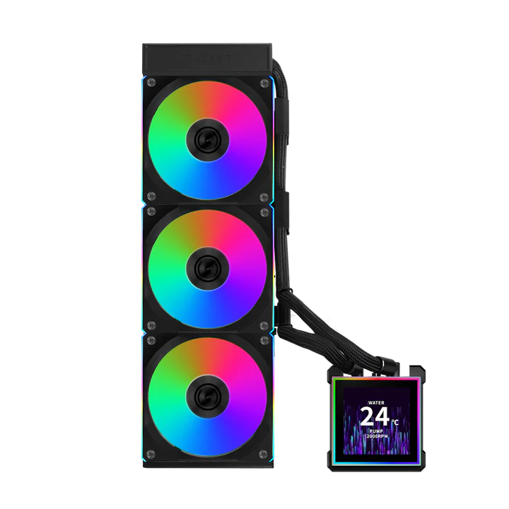 LIAN LI Hydro-Shift II LCD-S 360TL Liquid CPU Cooler with TL Wireless Fans, 3.4" IPS LCD Screen - Black