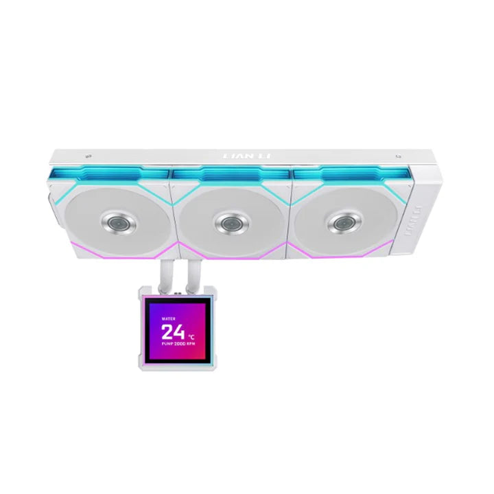 LIAN LI Hydro-Shift II LCD-S 360TL Liquid CPU Cooler with TL Wireless Fans, 3.4" IPS LCD Screen - White