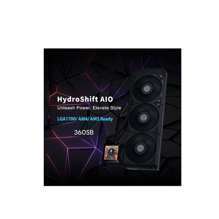 LIAN LI Hydro-Shift LCD AIO 360mm Liquid CPU Cooler with 2.88" IPS LCD Screen - Black
