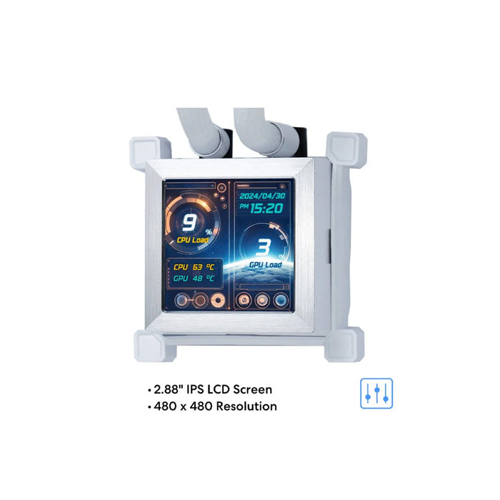 LIAN LI Hydro-Shift LCD AIO 360mm Liquid CPU Cooler with 2.88" IPS LCD Screen - White