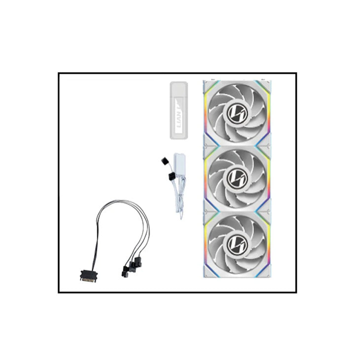 LIAN LI UNI FAN SL Wireless LCD Reverse Blade 120mm ARGB Case Fans with 1.6” LCD Screen (3 Pack) - White