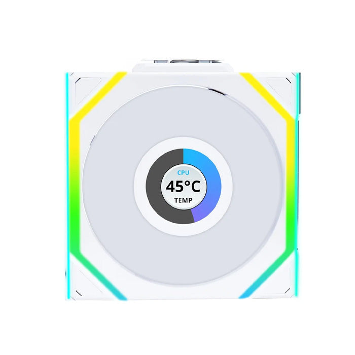 LIAN LI UNI FAN SL Wireless LCD Reverse Blade 120mm ARGB Case Fans with 1.6” LCD Screen (3 Pack) - White