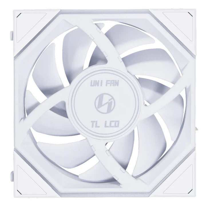 LIAN LI UNI FAN TL LCD Reverse Blade 120mm ARGB Cooling Fan with 1.6" LCD Screen (Pack of 3) - White