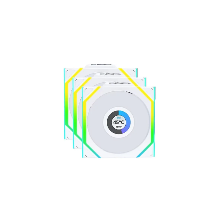 LIAN LI UNI FAN SL Wireless LCD 120mm ARGB Case Fans with 1.6” LCD Screen (3 Pack) - White