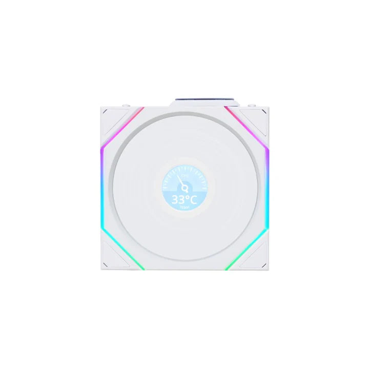 LIAN LI UNI FAN TL-LCD Wireless 120mm ARGB Case Fans with 1.6" LCD Screen (3 Pack) - White