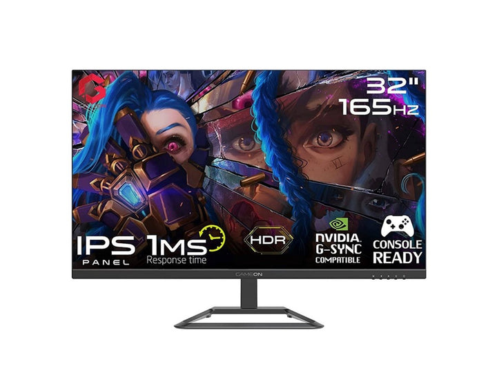 GAMEON GOP32QHD165 32" QHD, 165Hz, 1ms (2560x1440) 2K Flat IPS Gaming Monitor With G-Sync & FreeSync - Black (HDMI 2.1 Console Compatible)