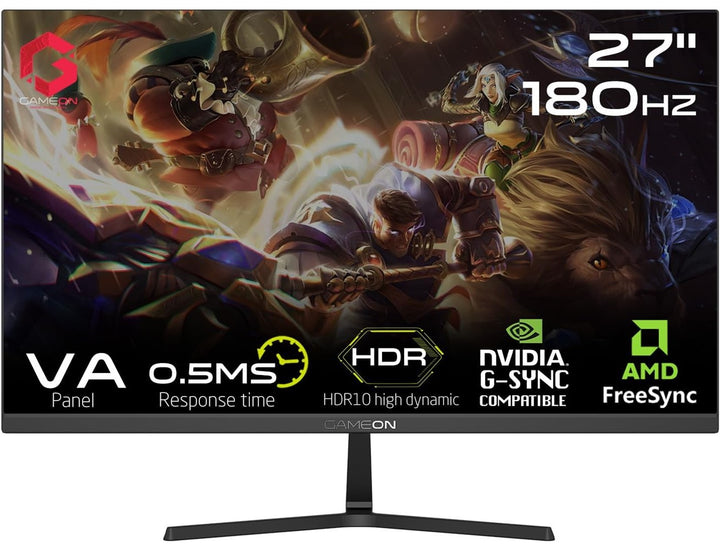 GAMEON GOPS27180VA 27" FHD Fast VA, 180Hz, 0.5 ms, HDMI 2.0 Gaming Monitor (Adaptive Sync and G-Sync Compatible)