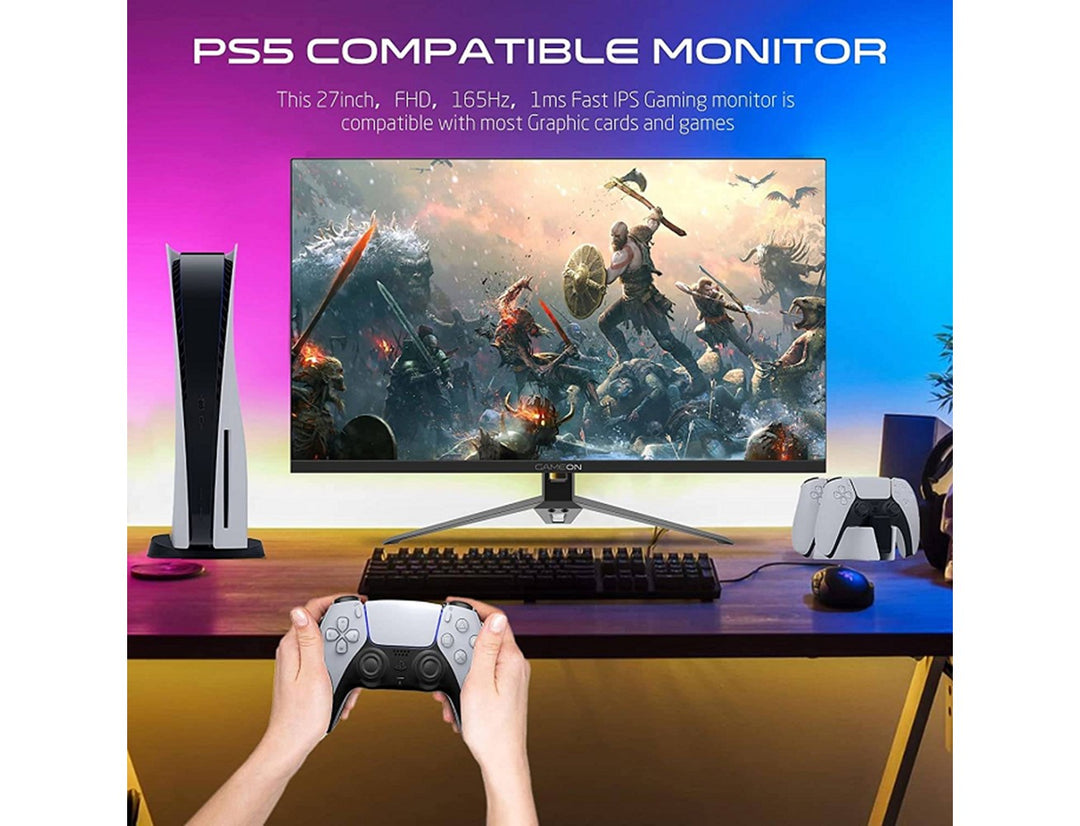 GAMEON GOVE127FHD165IPS 27" FHD, 165Hz, 1ms Flat IPS Gaming Monitor With G-Sync & FreeSync (HDMI 2.1 Console Compatible) - Black