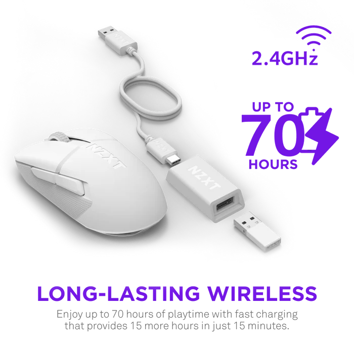 NZXT LIFT ELITE Wireless Gaming Mouse - White