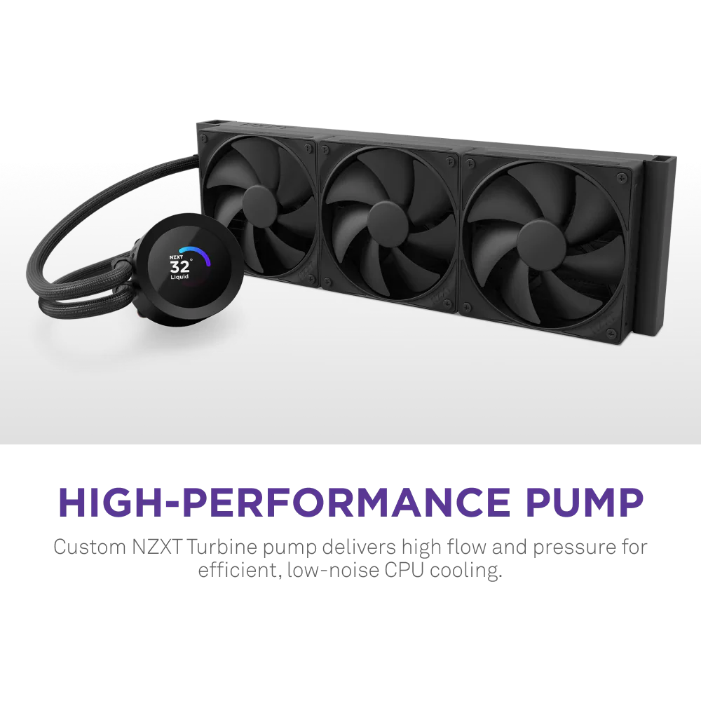 Nzxt Kraken Plus 360mm V2 Display and Radiator Fans AIO Liquid Cooler - Black
