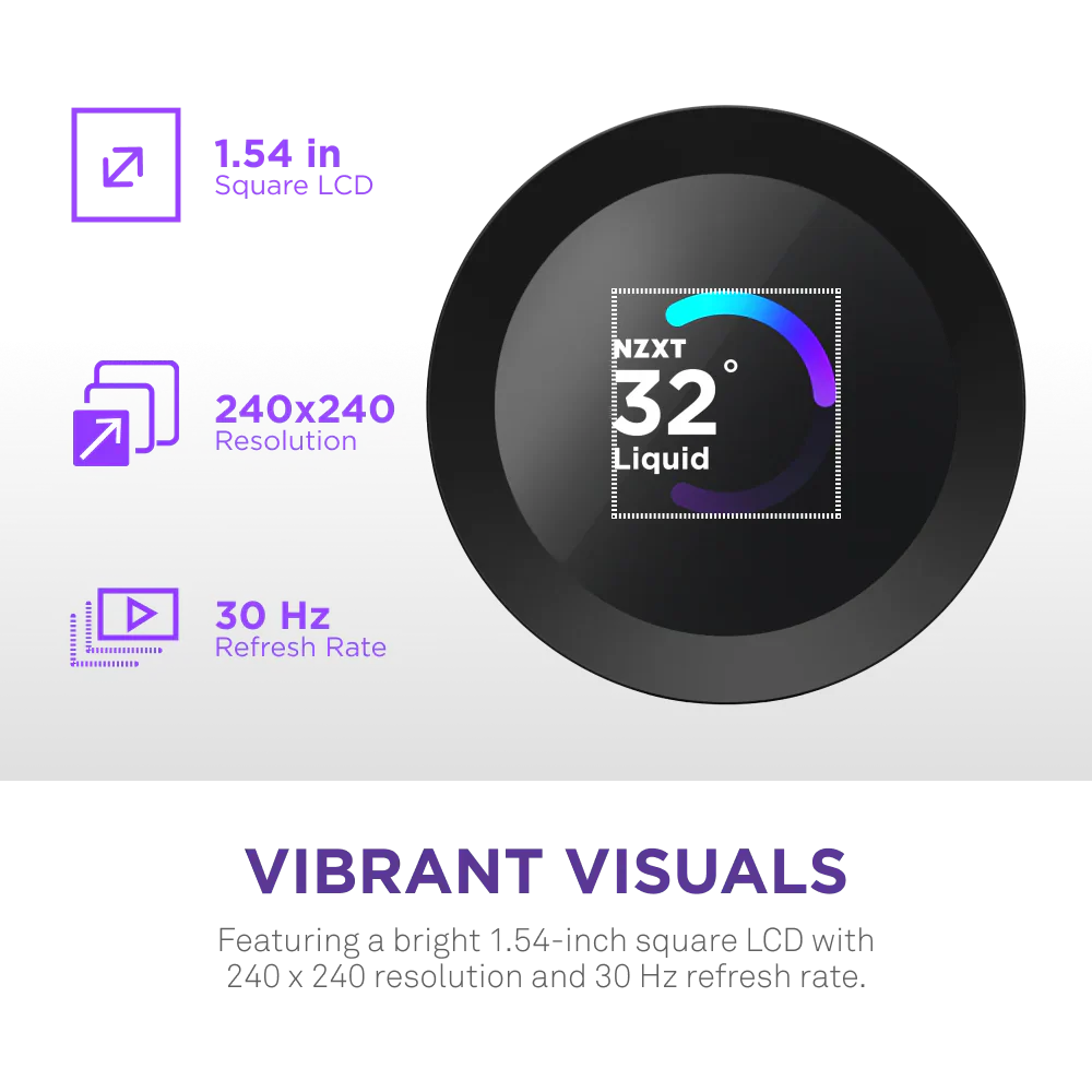 Nzxt Kraken Plus 360mm V2 Display and Radiator Fans AIO Liquid Cooler - Black