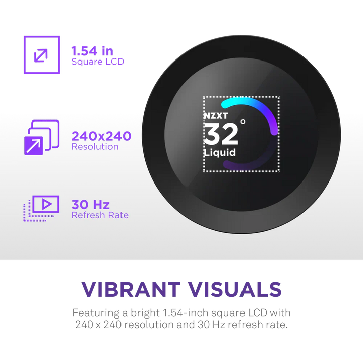 Nzxt Kraken Plus 360mm V2 Display and Radiator Fans AIO Liquid Cooler - Black