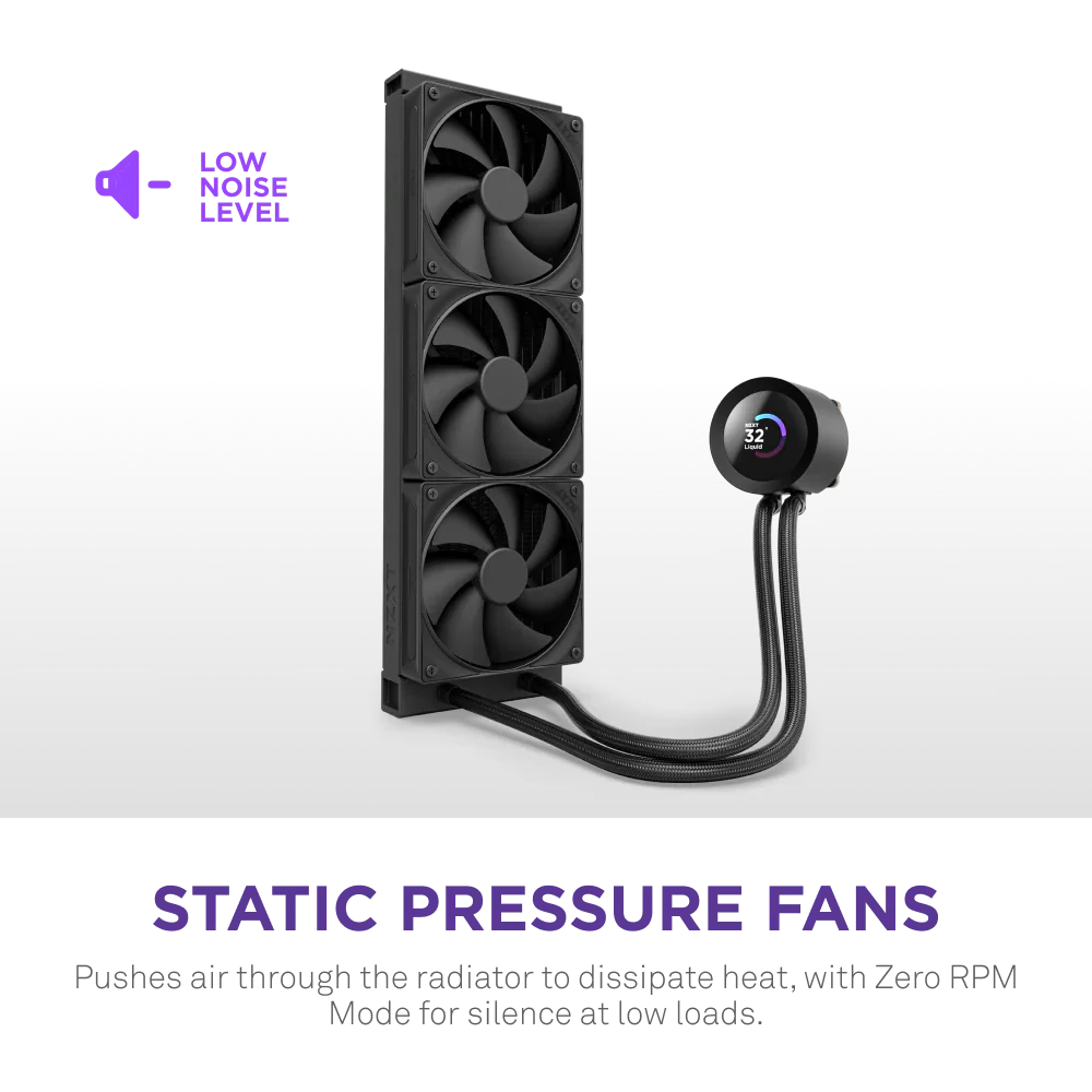 Nzxt Kraken Plus 360mm V2 Display and Radiator Fans AIO Liquid Cooler - Black