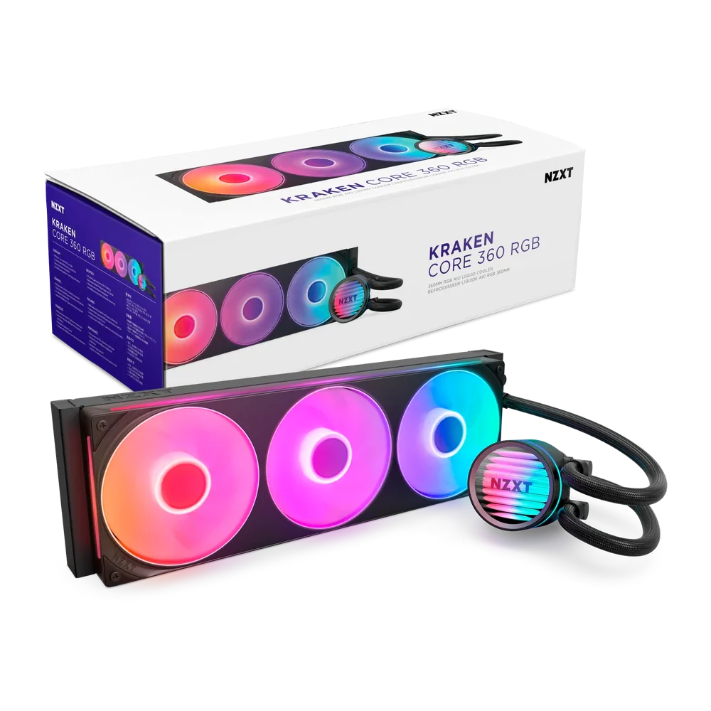 NZXT Kraken Core 360 RGB 360mm AIO Liquid Cooler - Black