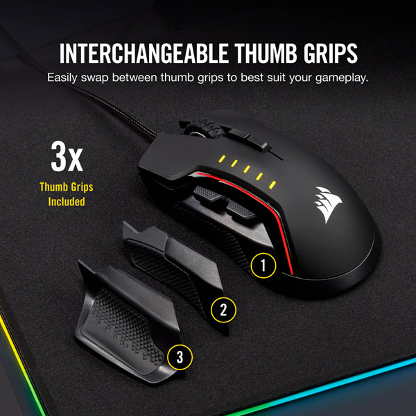 Corsair iCUE GLAIVE RGB PRO Gaming Mouse - Aluminum
